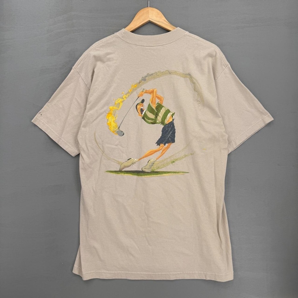 Core America Golf Graphic T Shirt Tan Grip It N Rip It Vintage USA Large
